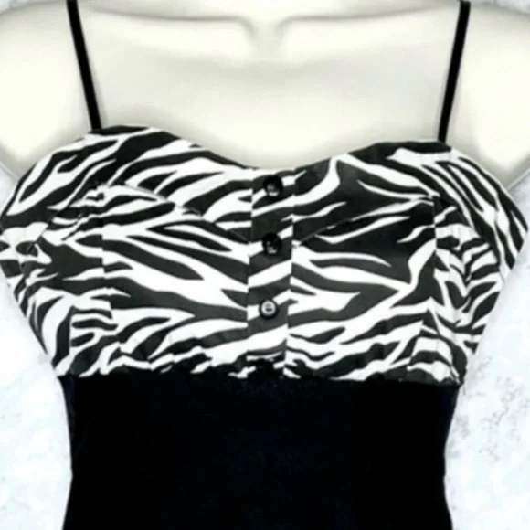 Lipstick 90s Black Zebra Print Form Fitting Mini Dress Juniors Medium - Picture 5 of 8